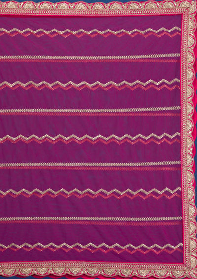 Rani Pink Threadwork Net Readymade Lehenga-Koskii