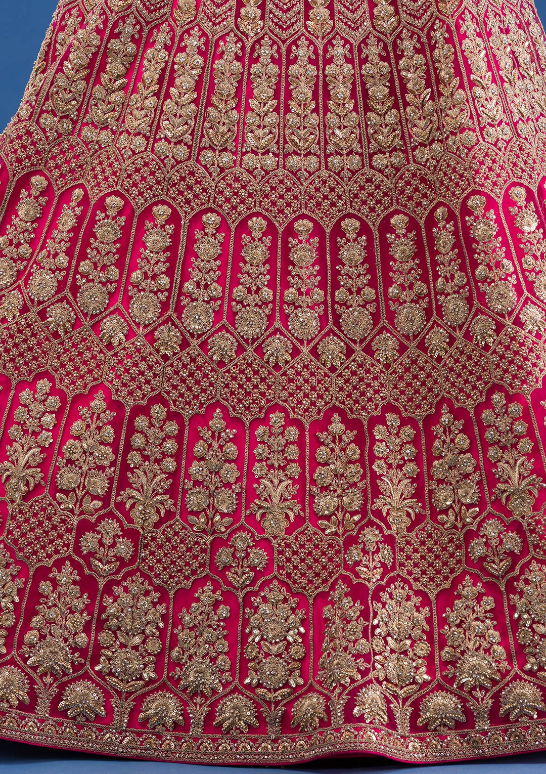 Rani Pink Threadwork Net Readymade Lehenga-Koskii
