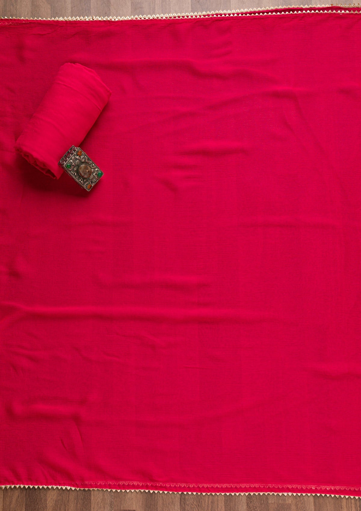 Rani Pink Zardosi Bandhini Unstitched Salwar Suit-Koskii
