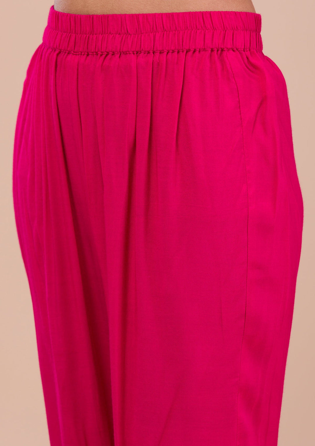 Rani Pink Zariwork Raw Silk Readymade Sharara Kameez