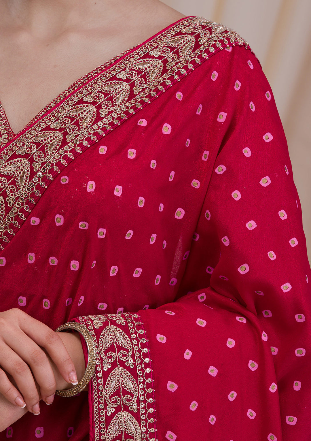 Maroon Zari & Sequins Work Raw Silk Saree
