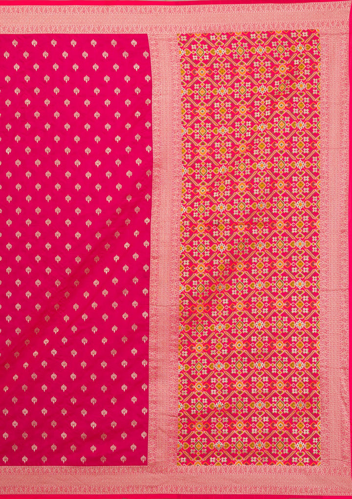 Rani Pink Zariwork Art Silk Saree-Koskii