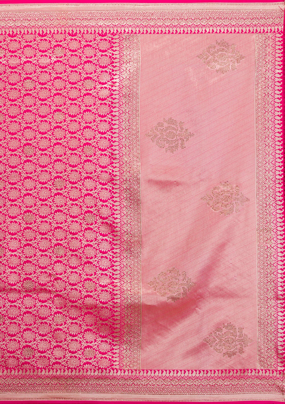 Rani Pink Zariwork Art Silk Saree-Koskii