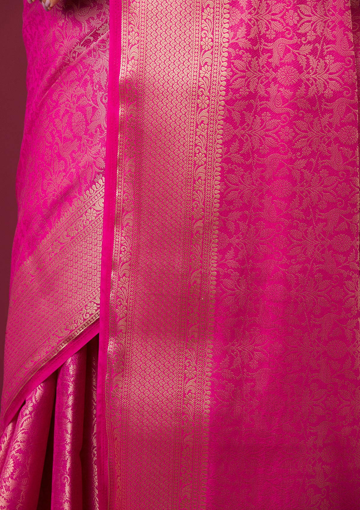 Rani Pink Zariwork Art Silk Saree