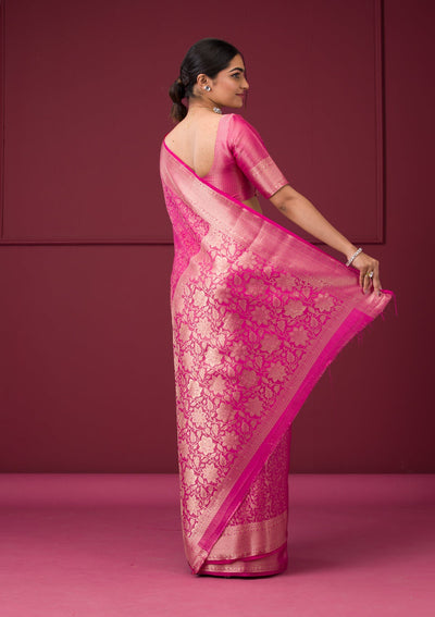 Rani Pink Zariwork Art Silk Saree