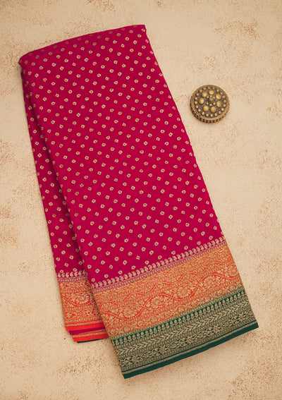 Rani Pink Zariwork Art Silk Saree-Koskii