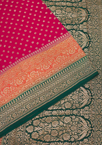 Rani Pink Zariwork Art Silk Saree