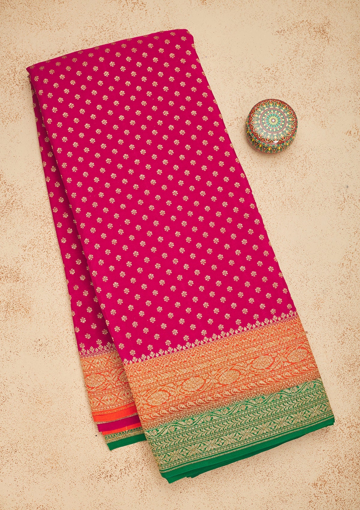 Rani Pink Zariwork Art Silk Saree-Koskii