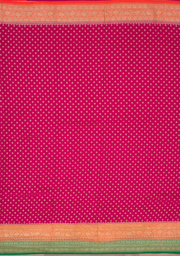 Rani Pink Zariwork Art Silk Saree