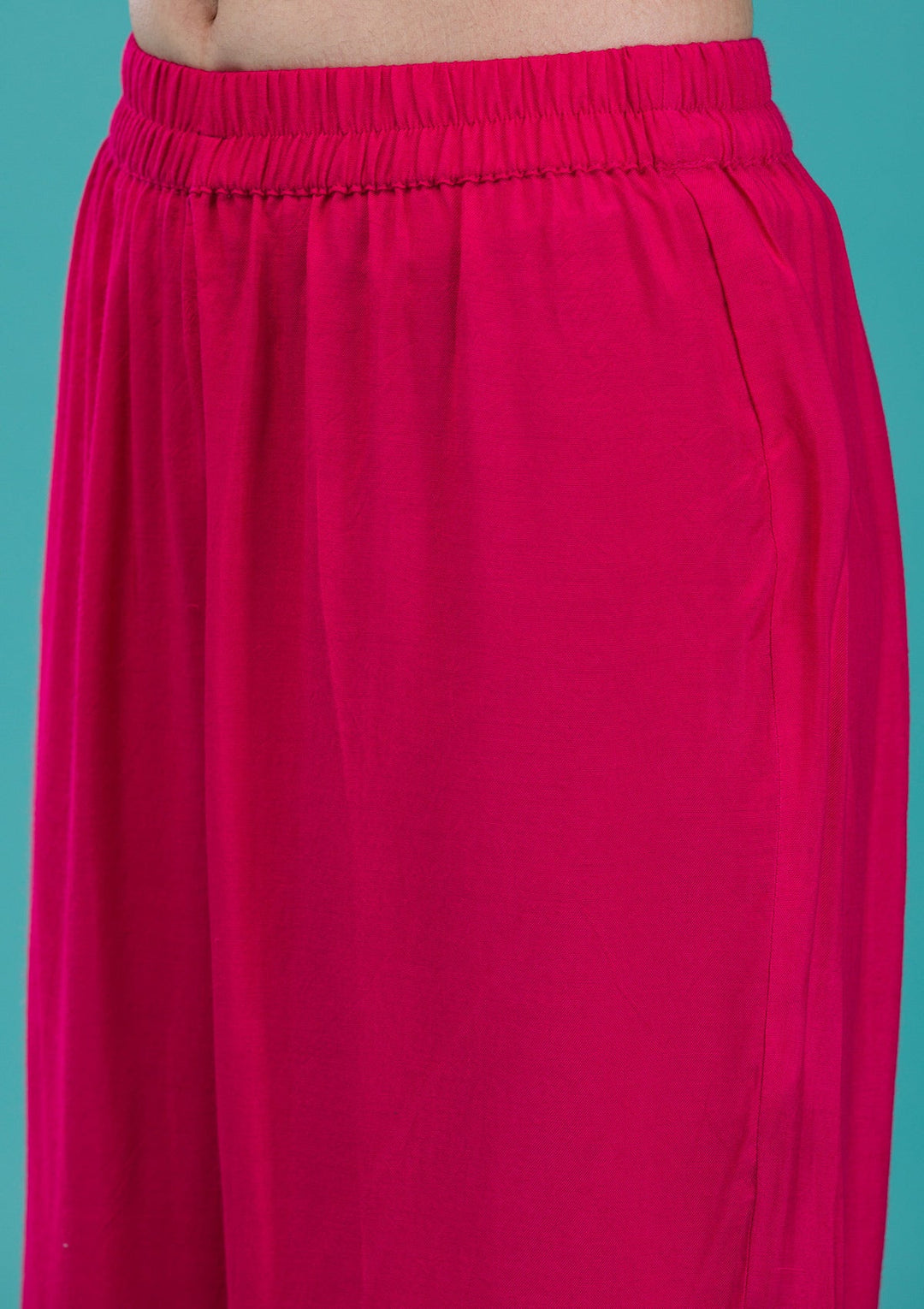 Rani Pink Zariwork Banarasi Readymade Salwar Suit-Koskii