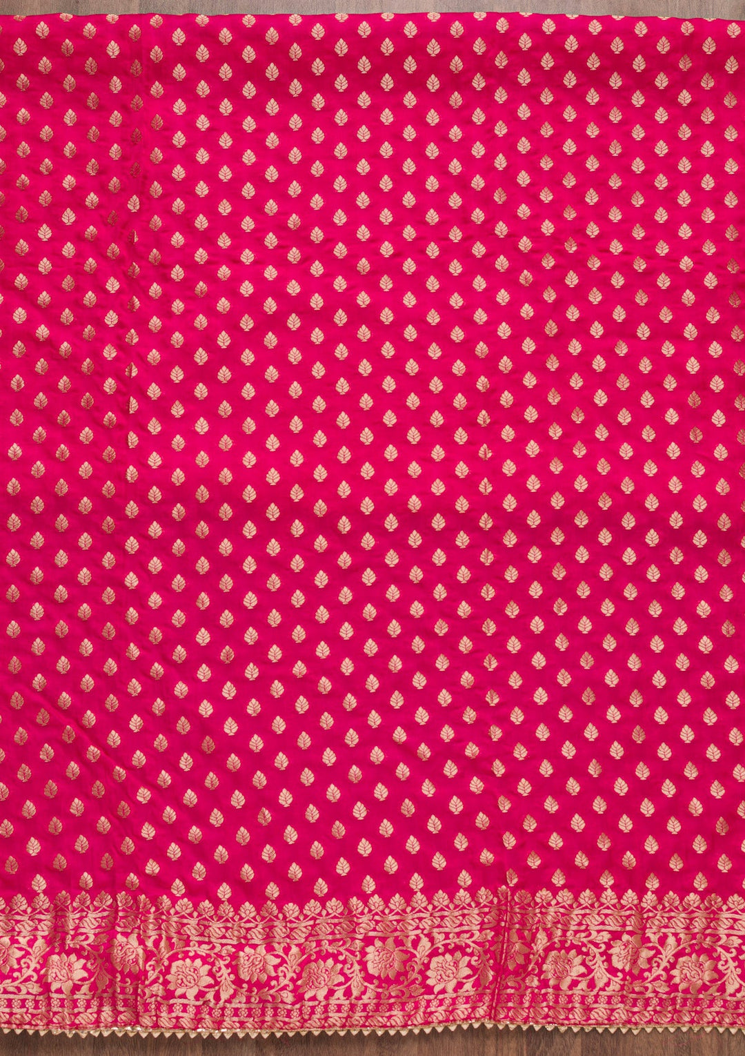 Rani Pink Zariwork Banarasi Unstitched Salwar Suit-Koskii