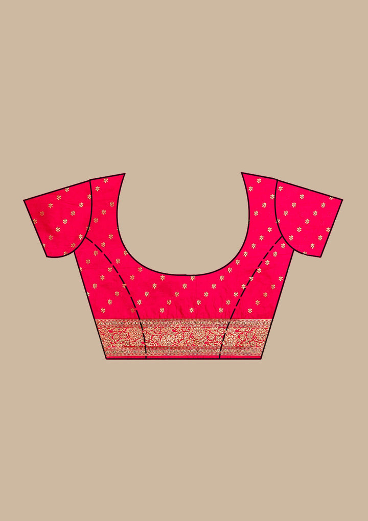 Rani Pink Zariwork Banarasi Saree-Koskii