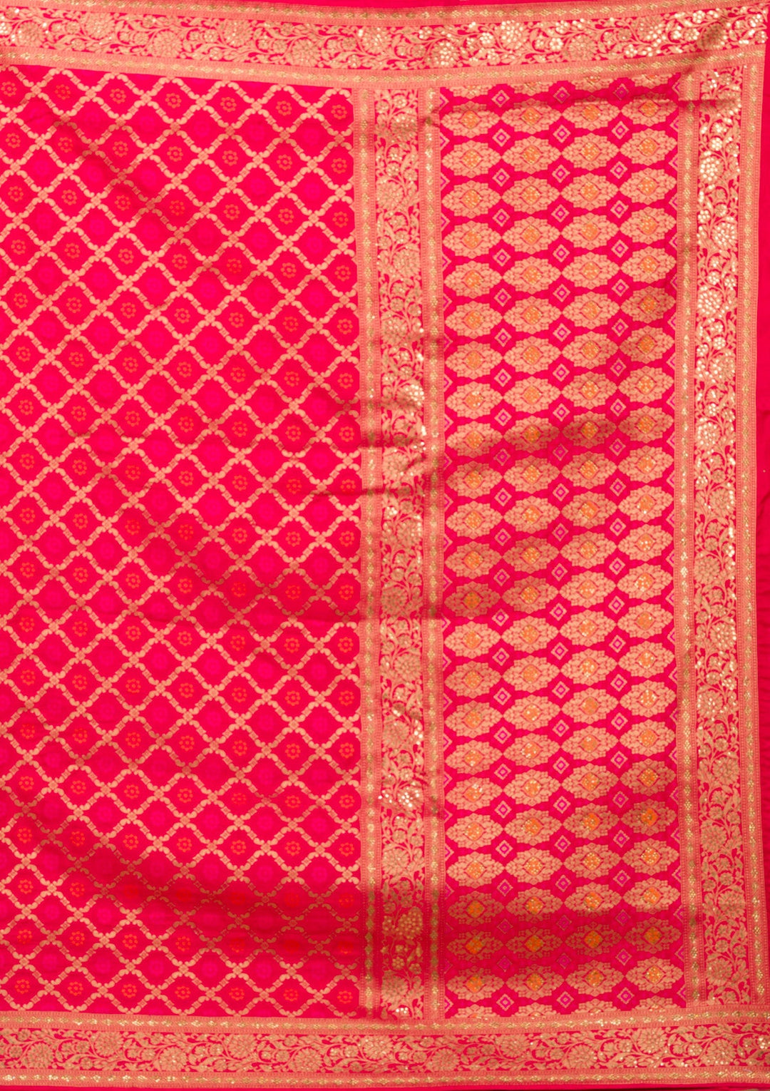Rani Pink Zariwork Banarasi Saree-Koskii