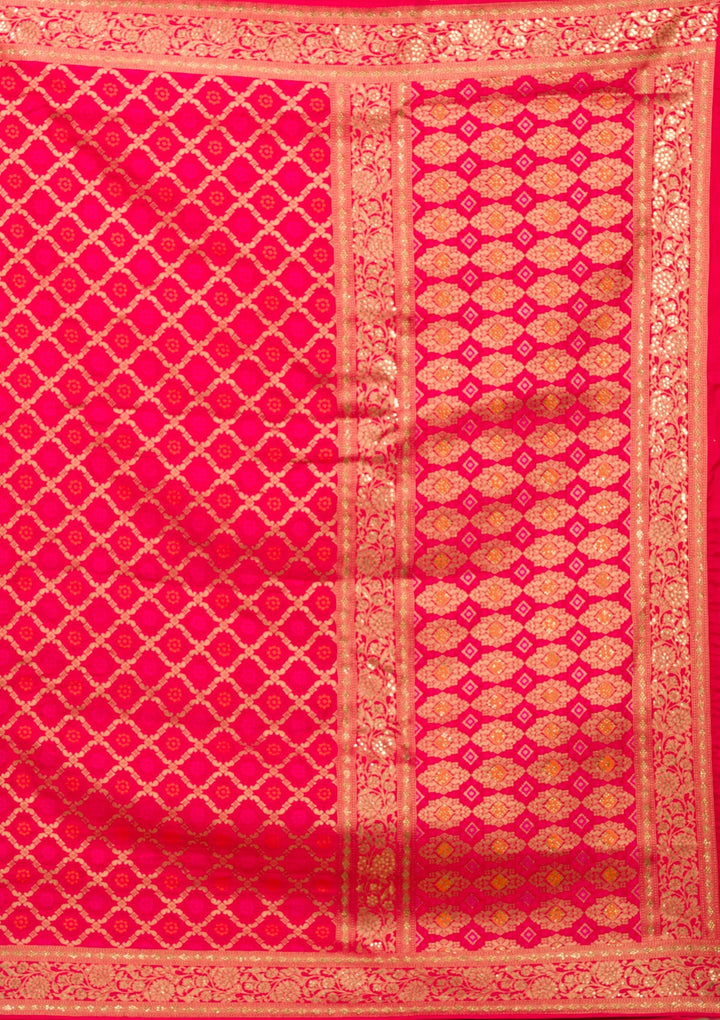Rani Pink Zariwork Banarasi Saree-Koskii