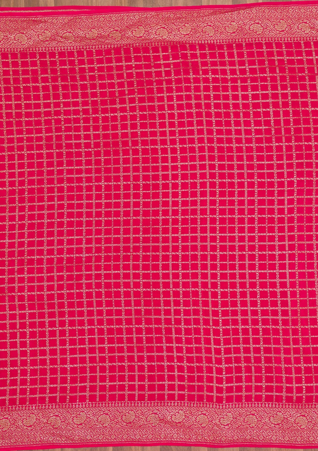 Rani Pink Zariwork Banarasi Saree-Koskii