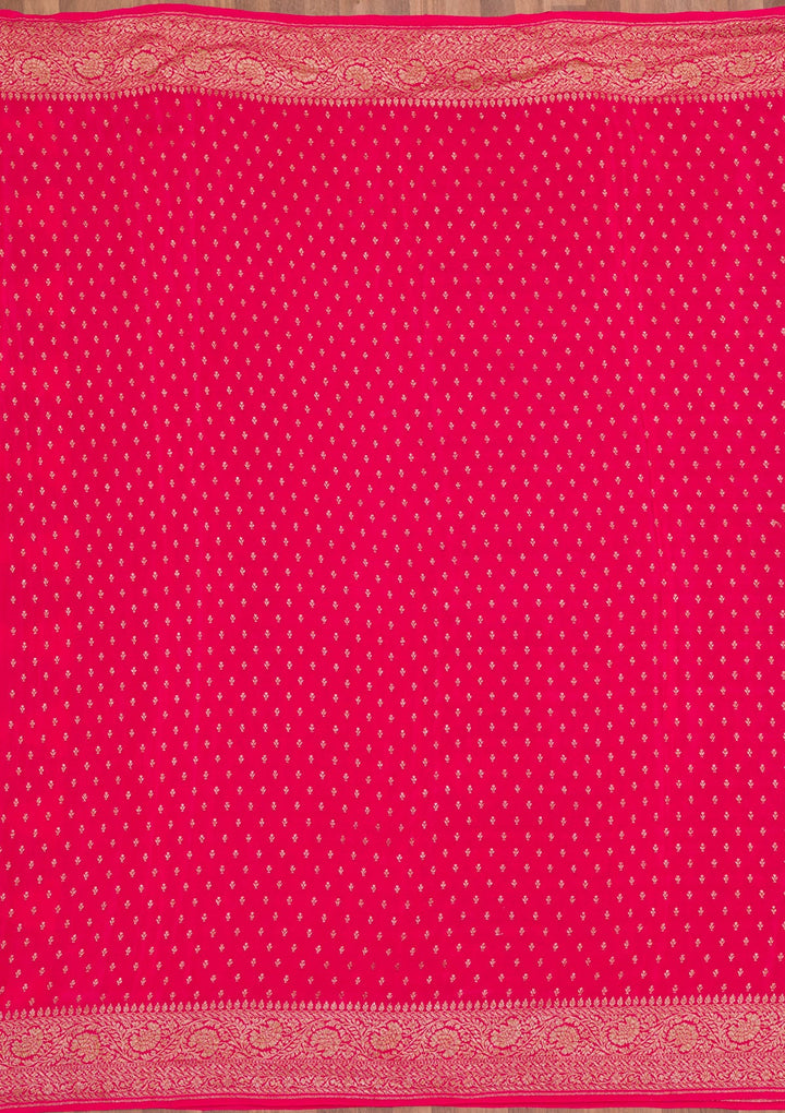 Rani Pink Zariwork Banarasi Saree-Koskii