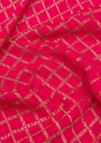 Rani Pink Zariwork Banarasi Saree-Koskii