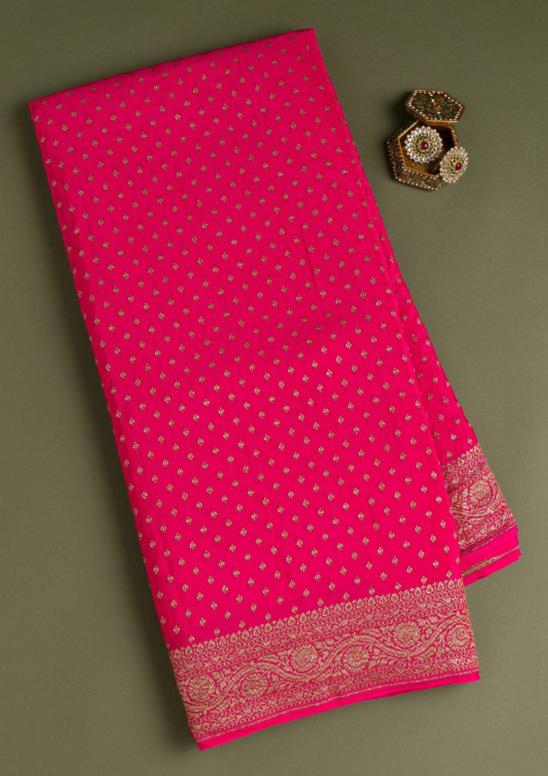 Rani Pink Zariwork Banarasi Saree-Koskii