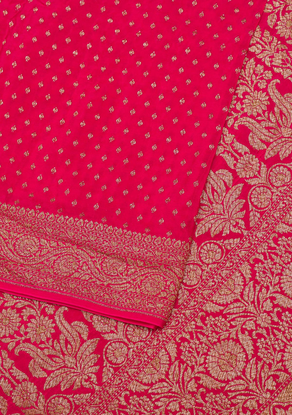 Rani Pink Zariwork Banarasi Saree-Koskii