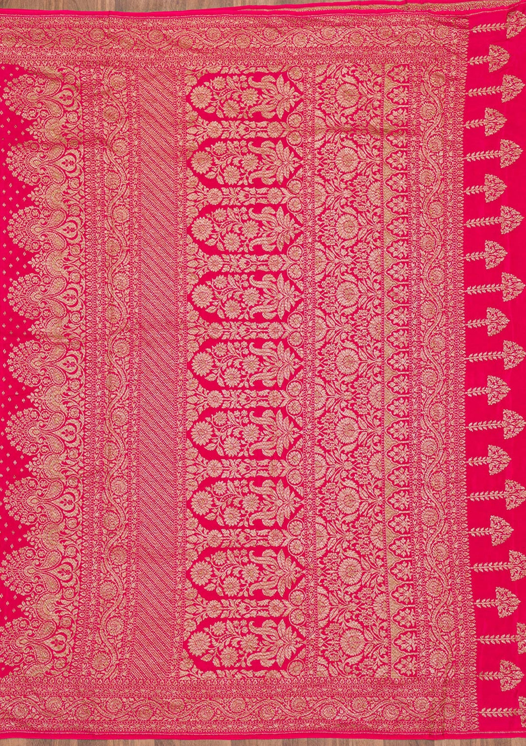 Rani Pink Zariwork Banarasi Saree-Koskii