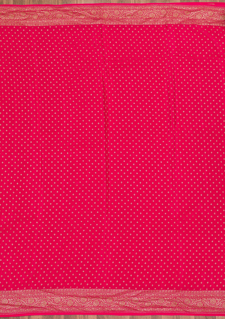 Rani Pink Zariwork Banarasi Saree-Koskii