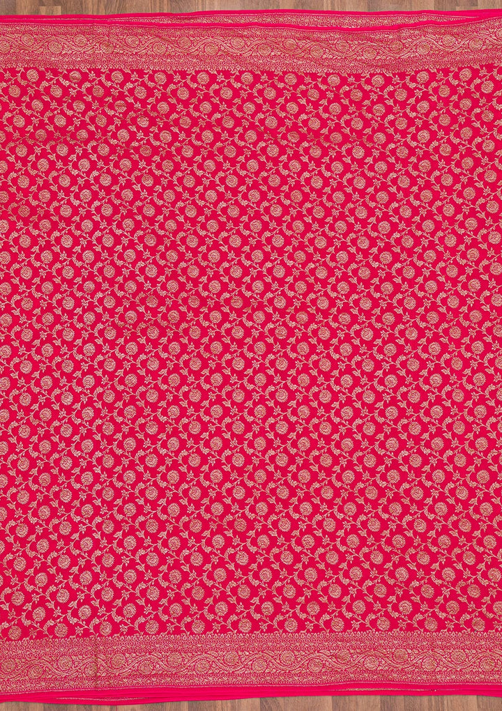 Rani Pink Zariwork Banarasi Saree-Koskii