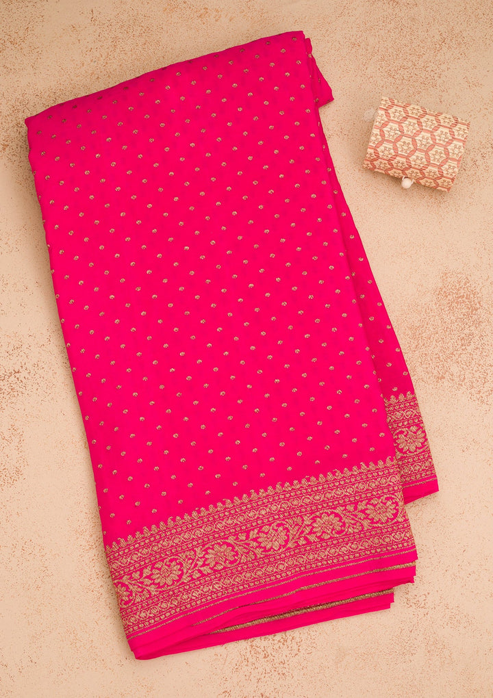 Rani Pink Zariwork Banarasi Saree-Koskii