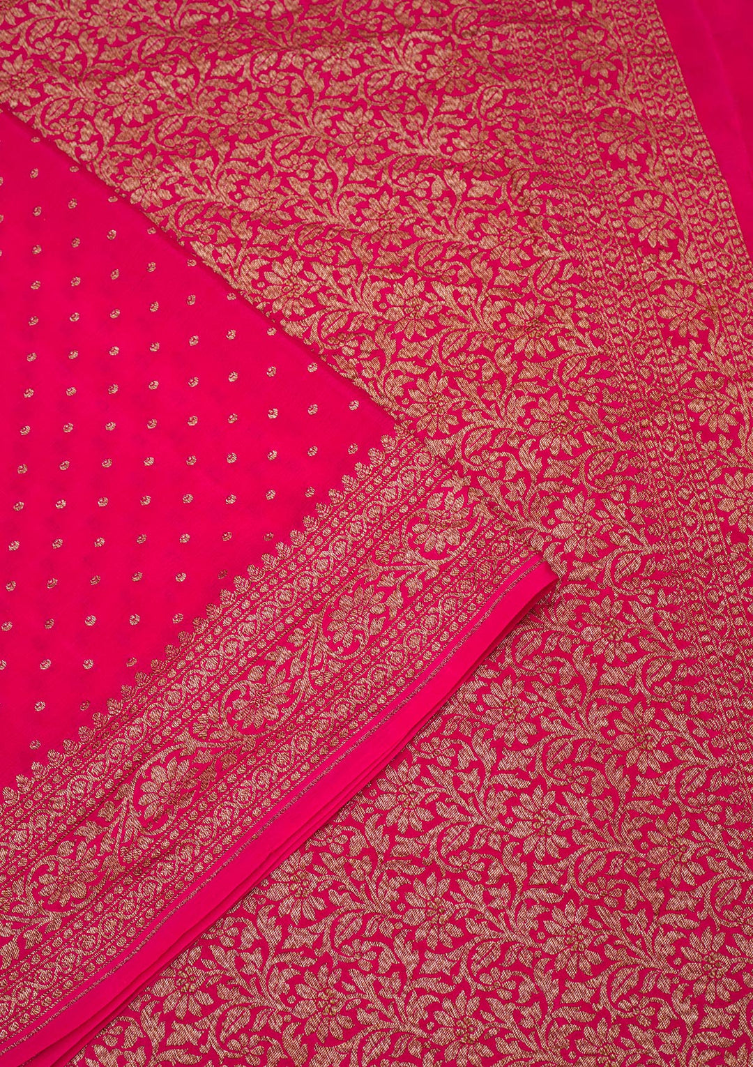 Rani Pink Zariwork Banarasi Saree-Koskii
