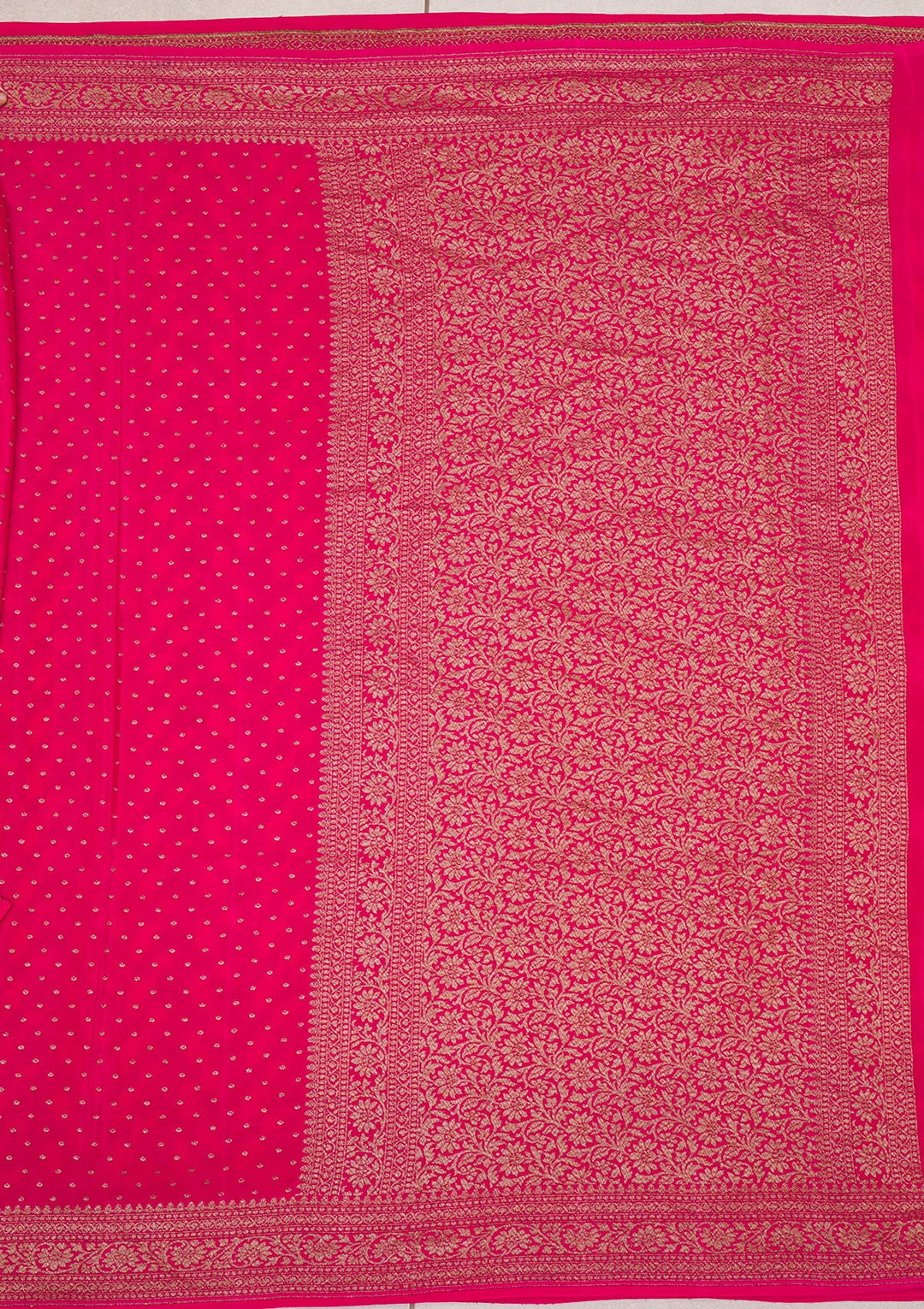 Rani Pink Zariwork Banarasi Saree-Koskii