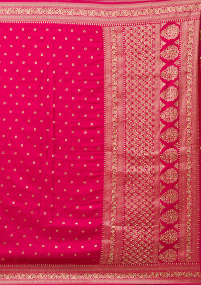 Rani Pink Zariwork Banarasi Silk Saree-Koskii