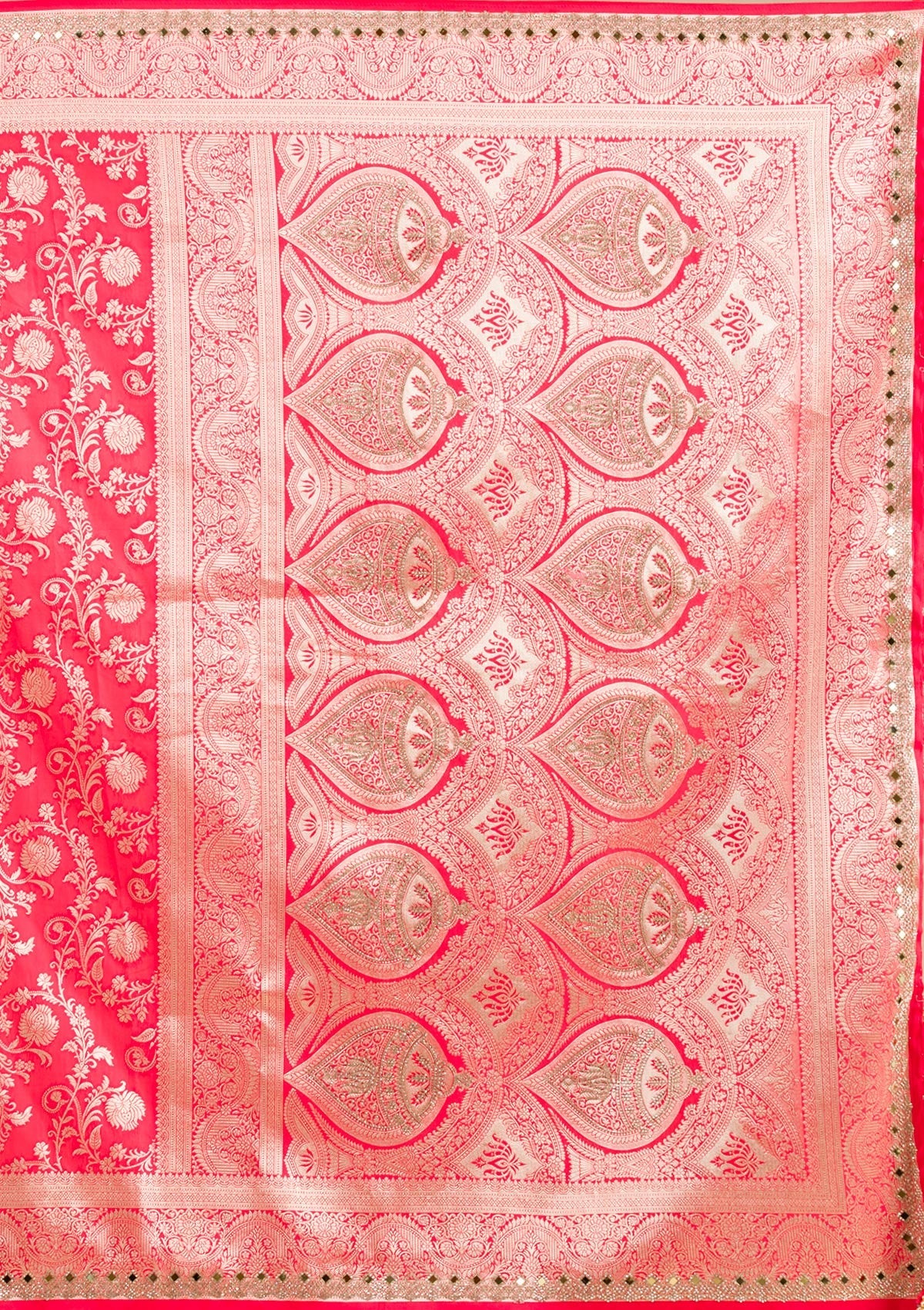 Rani Pink Zariwork Banarasi Silk Saree-Koskii