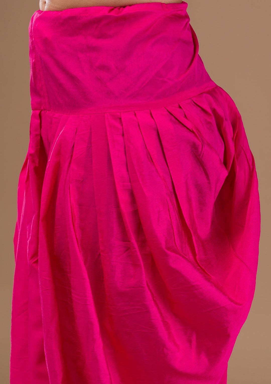 Rani Pink Zariwork Bandhini Readymade Salwar Suit-Koskii
