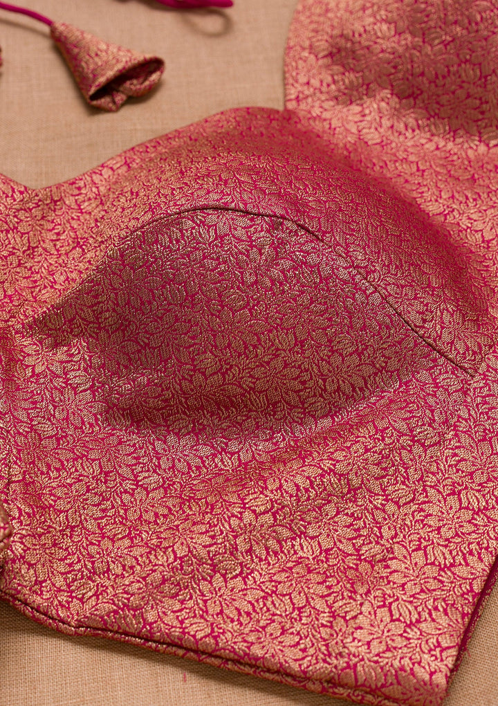 Rani Pink Zariwork Brocade Blouse-Koskii