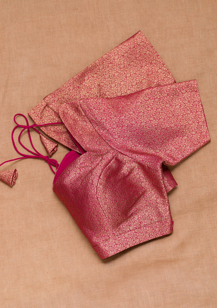 Rani Pink Zariwork Brocade Blouse-Koskii