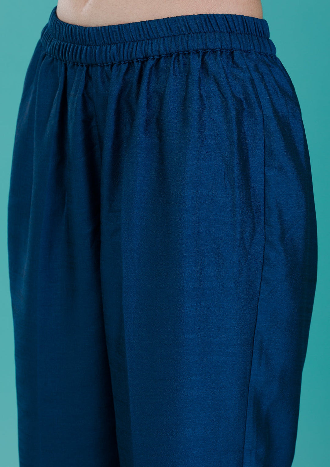 Navy Blue Zariwork Crepe Readymade Salwar Suit-Koskii