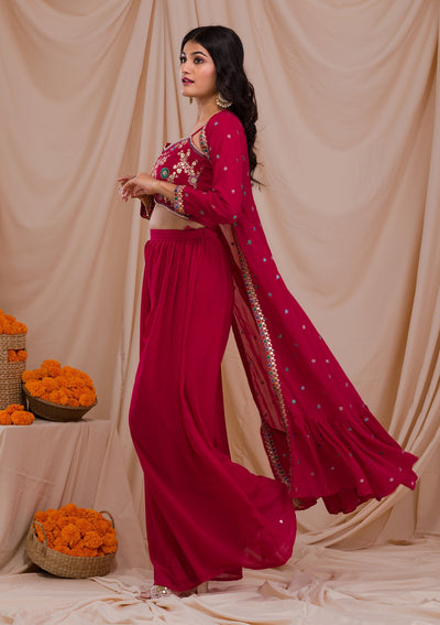 Rani Pink Zariwork Georgette Readymade Salwar Suit-Koskii