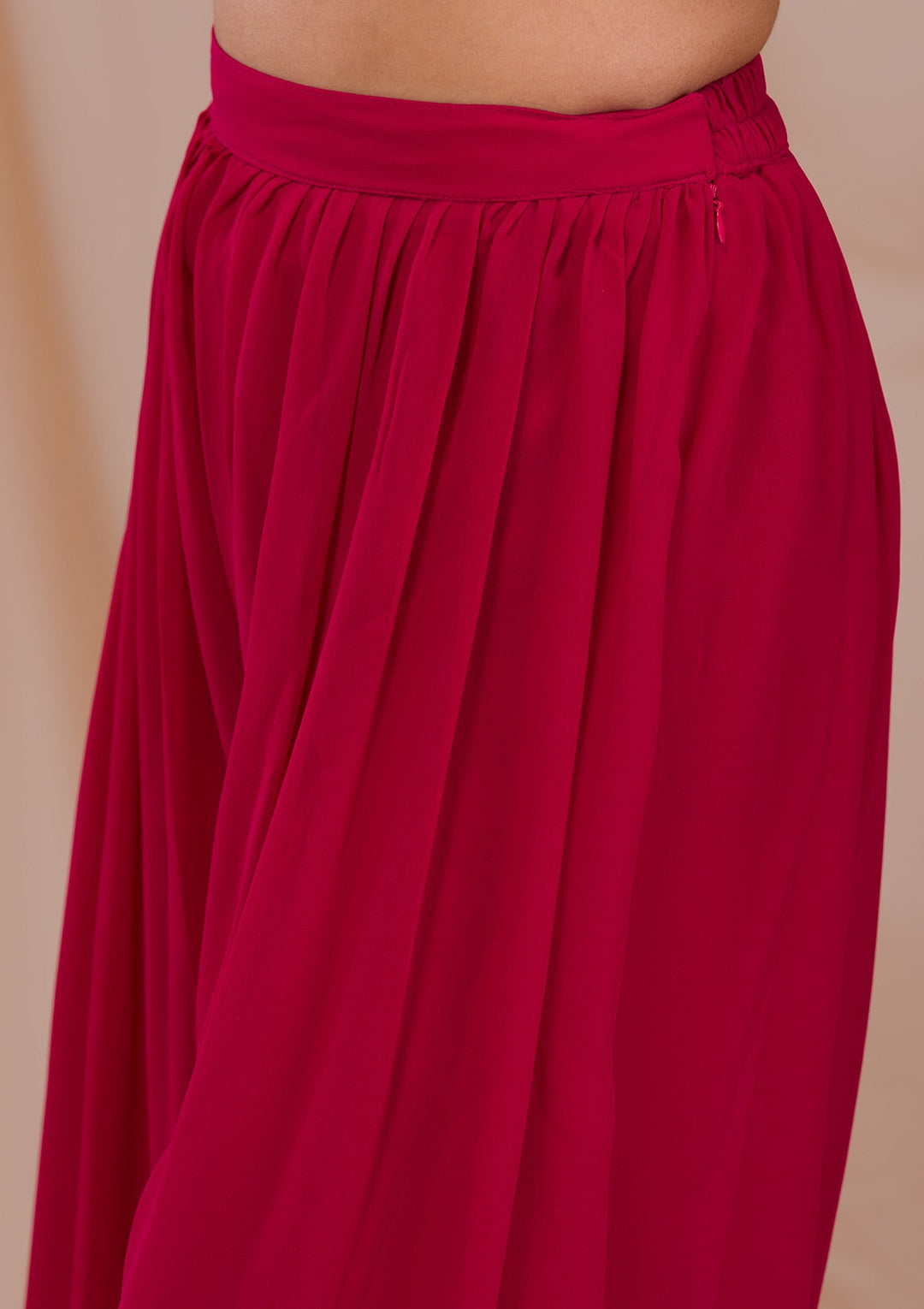 Rani Pink Zariwork Georgette Readymade Salwar Suit-Koskii