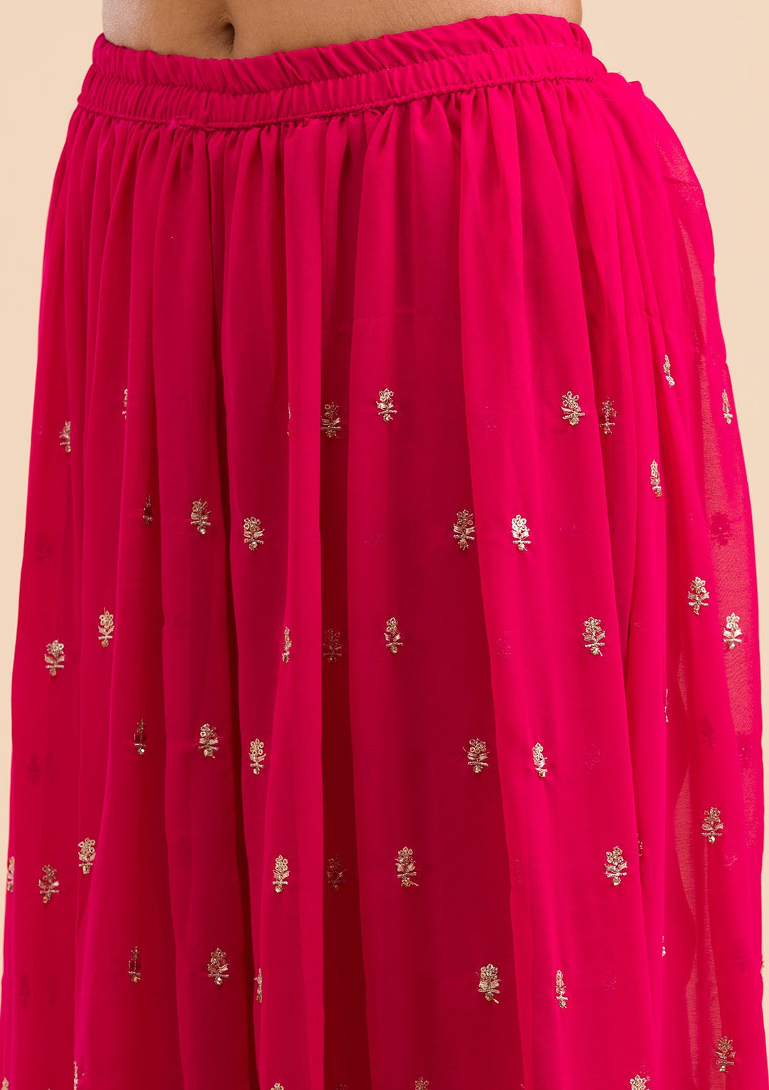 Rani Pink Zariwork Georgette Readymade Salwar Kameez-Koskii