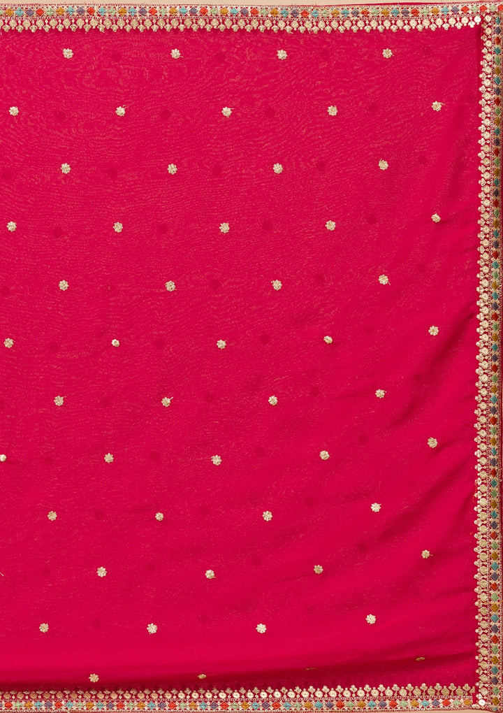 Rani Pink Zariwork Georgette Readymade Salwar Kameez-Koskii