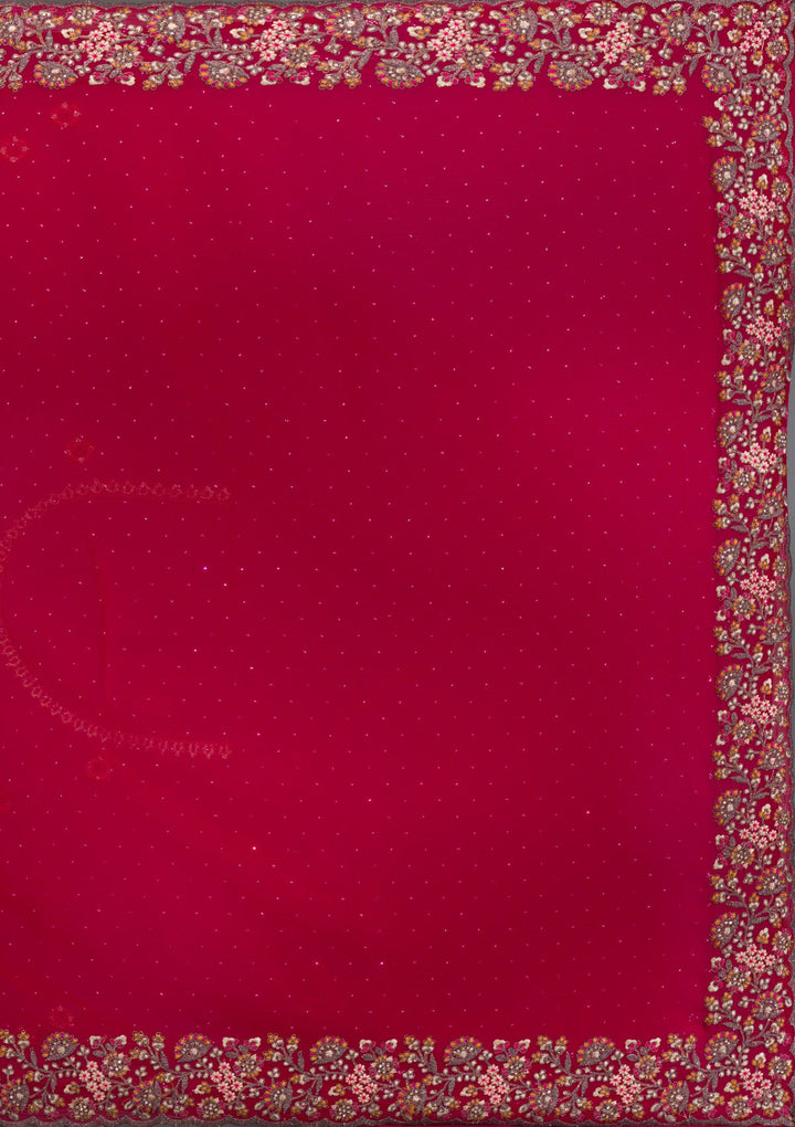 Rani Pink Zariwork Georgette Saree-Koskii