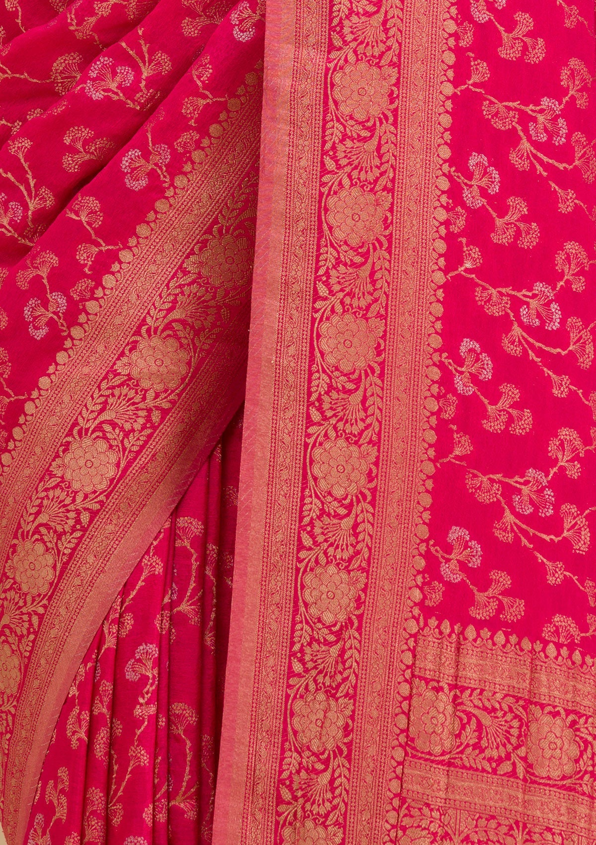 Rani Pink Zariwork Georgette Saree