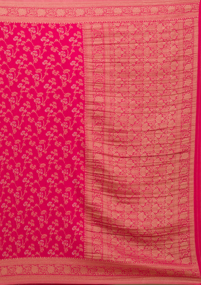 Rani Pink Zariwork Georgette Saree