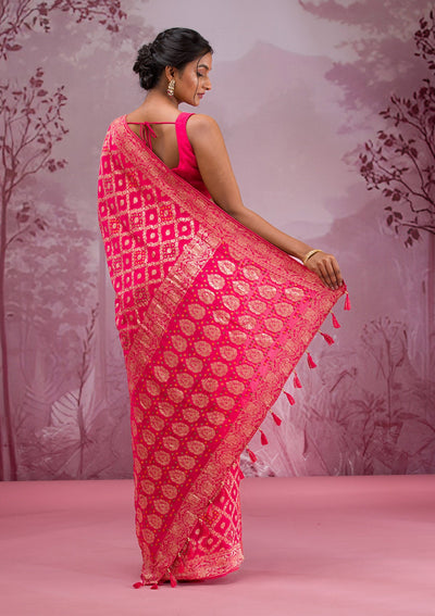 Rani Pink Zariwork Georgette Saree-Koskii