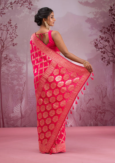 Rani Pink Zariwork Georgette Saree-Koskii