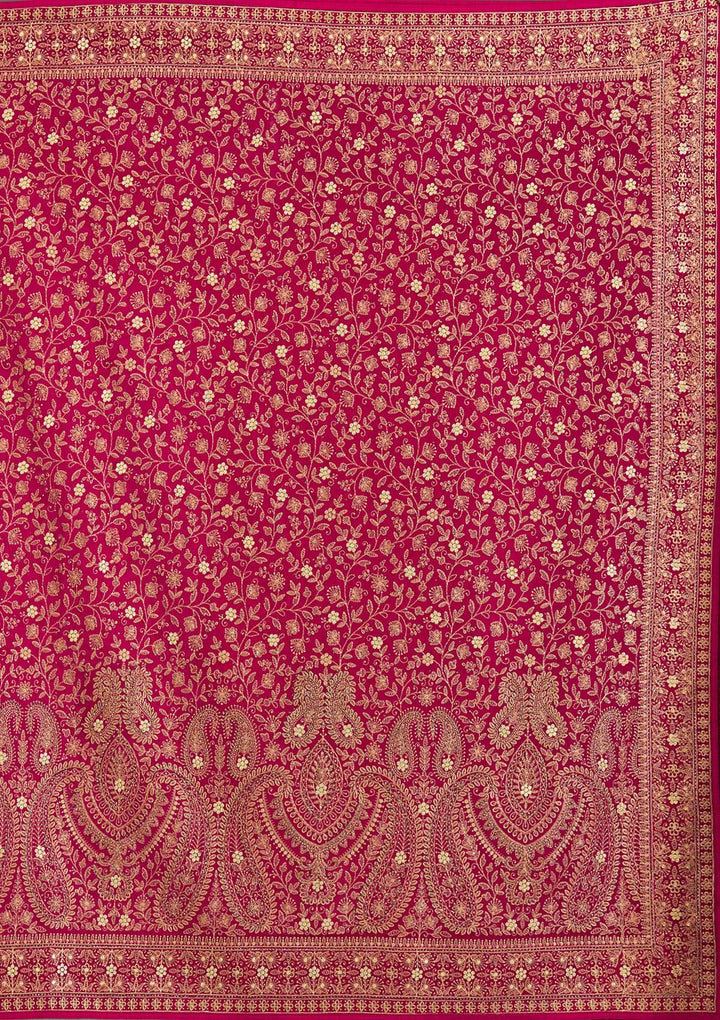 Rani Pink Zariwork Georgette Saree-Koskii
