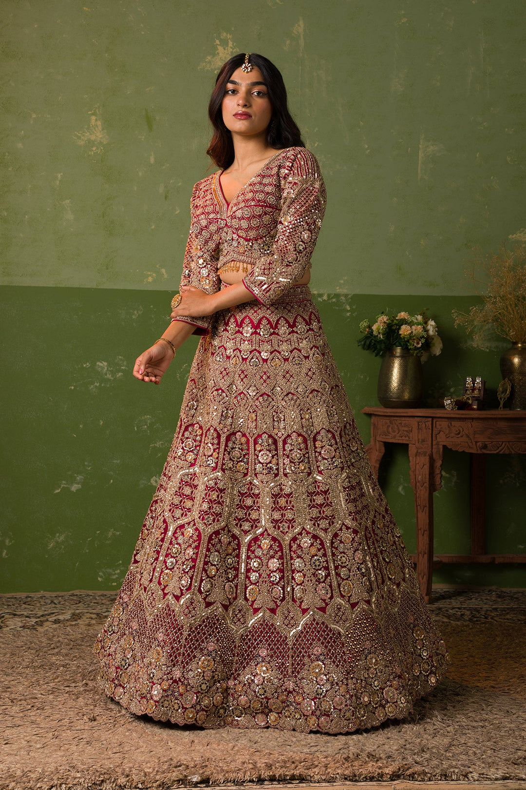 Rani Pink Zariwork Net Readymade Lehenga-Koskii