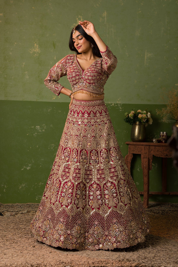 Rani Pink Zariwork Net Readymade Lehenga-Koskii