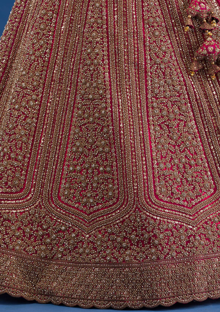 Rani Pink Zariwork Net Readymade Lehenga-Koskii