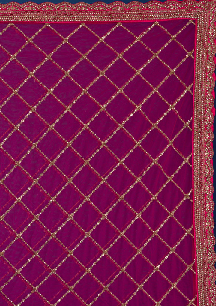 Rani Pink Zariwork Net Readymade Lehenga-Koskii