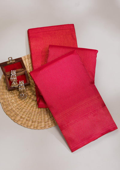 Rani Pink Zariwork Pure Silk Saree-Koskii